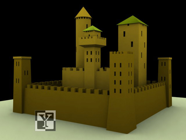 Castello in 3ds Max renderizzato con Scanline
