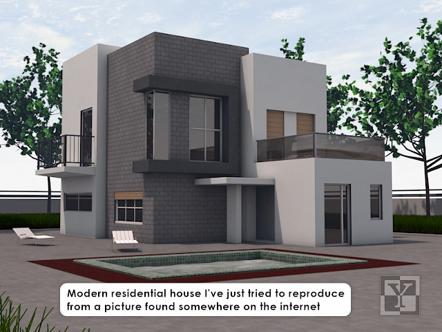 Villa moderna. Modellazione e rendering con Maxon Cinema 4D.