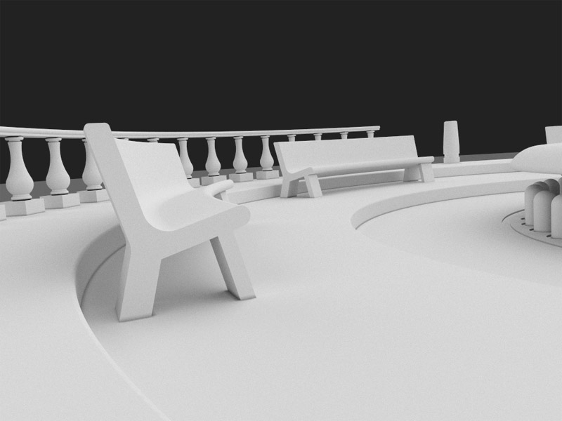 Panchine e fontana in 3D con FreeCAD