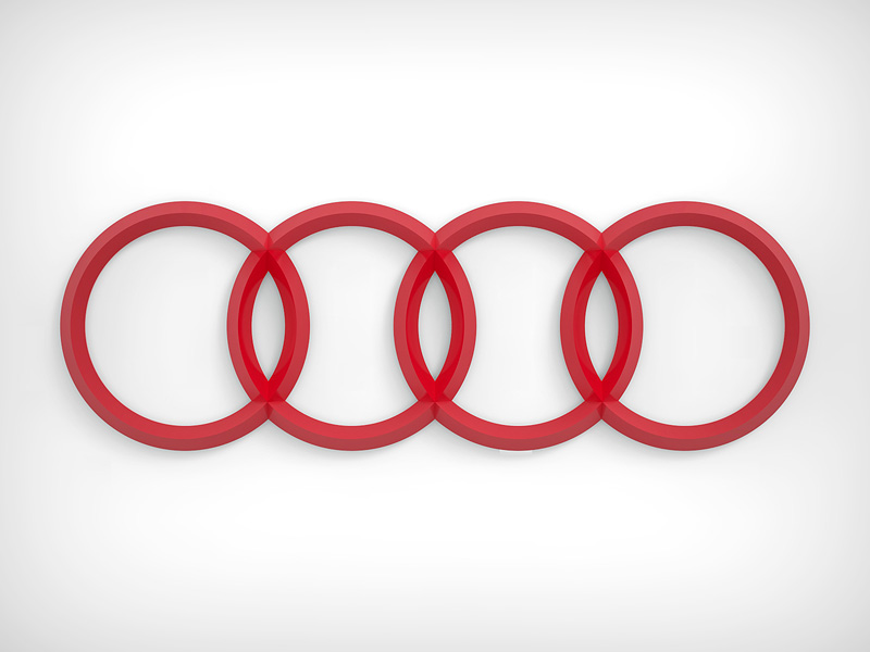 Audi Four Rings logo in 3D made with Solid Edge