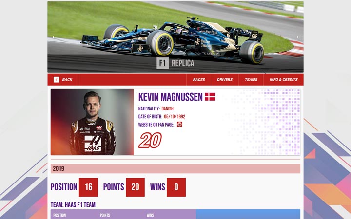 F1 Replica creato con Vue.js e Pinia